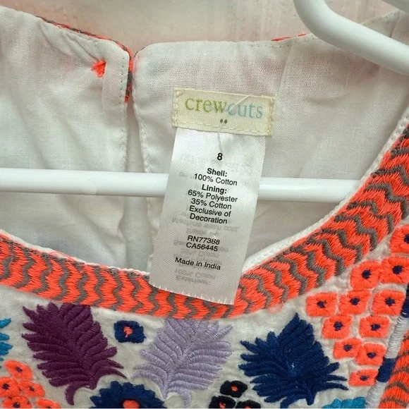 Crewcuts White sleeveless Dress with Colorful Embroidery NWOT - Picture 2 of 9